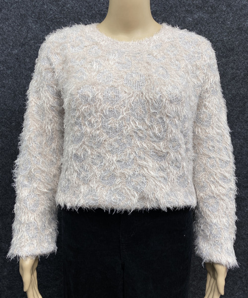 Woman Round Neck Fur Winter Pullover