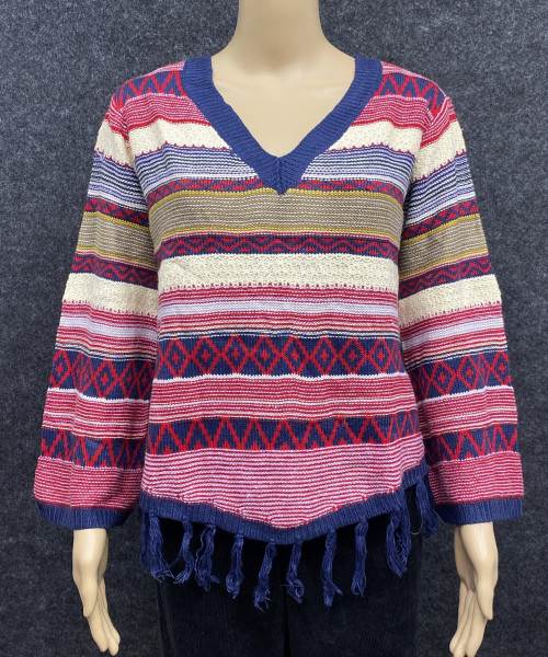 V Neck Multi Colour Knit Pullover