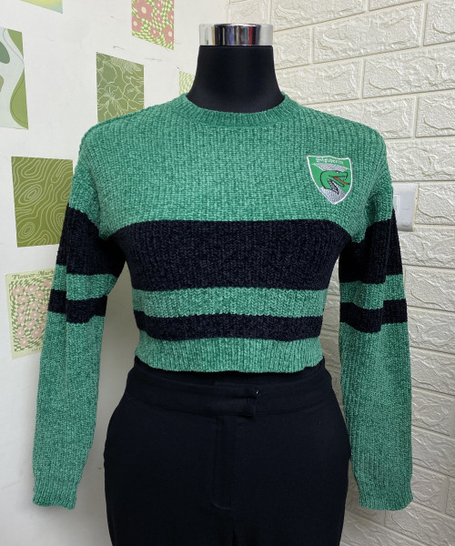 Green With Black Winter Pullover