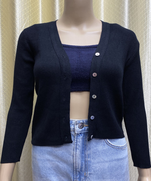 Black Pre Winter Crop Cardigan