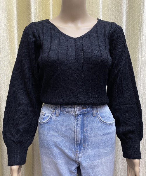 Black V Neck Pre Winter Top