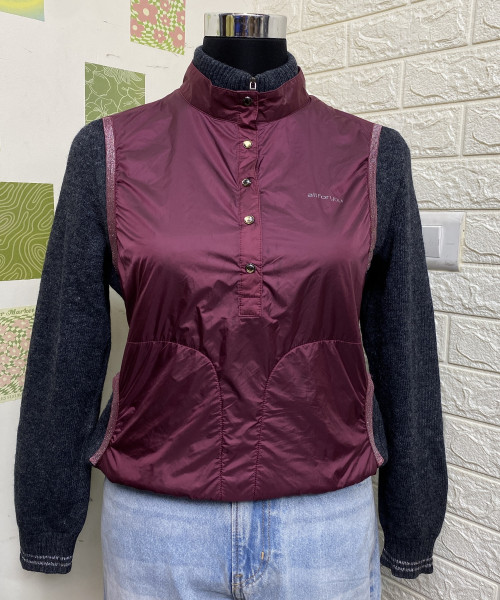 Maroon With Grey Winter Pullover