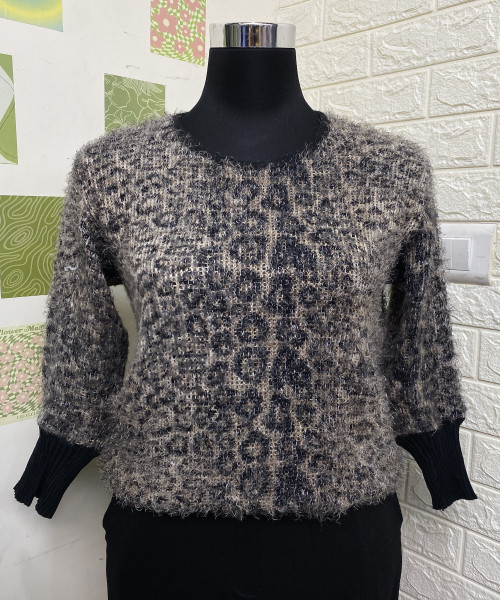 Brown With Black Winter Fur Pullover