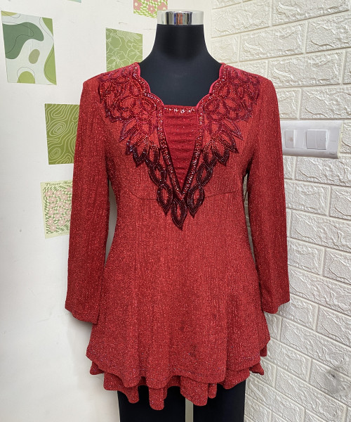 Red Long Pre Winter Top