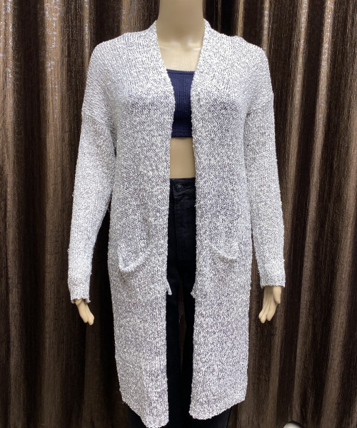 Grey Long Knitted Shrug