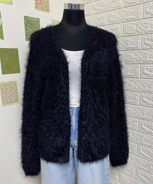 Black Soft Fur Shrug