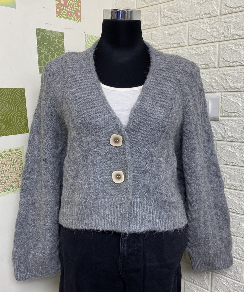 Grey Winter Knit Cardigan