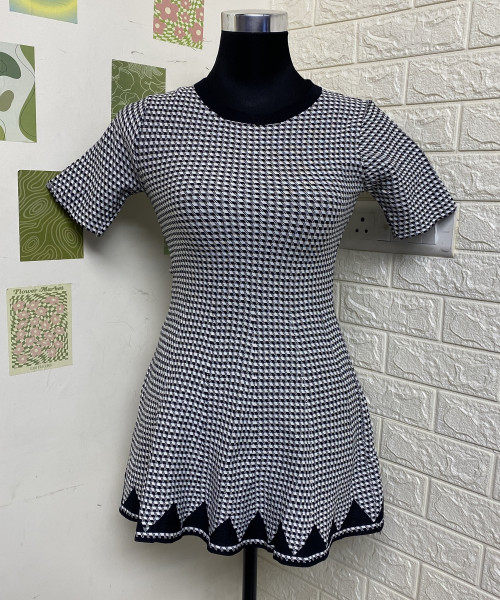 White With Black Winter Dress