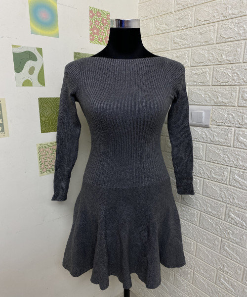 Grey Winter Knitted Dress