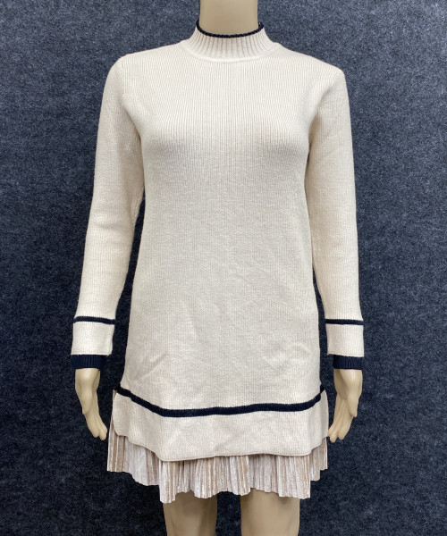 Off  White  With Black Winter Dress