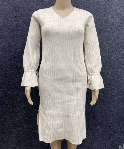 V Neck Long Winter Dress