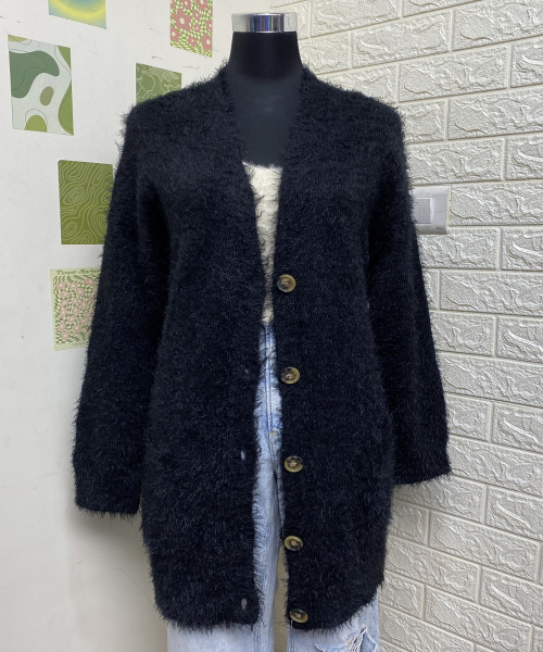 Black Long Winter Fur Shrug