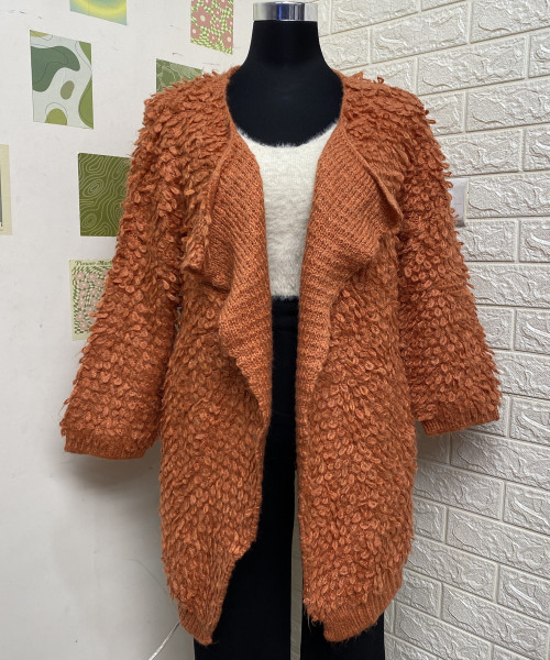 Orange Winter Long Shrug For Women
