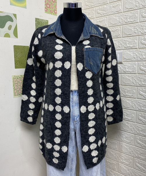 Dark Grey With White Dot Winter Shrug