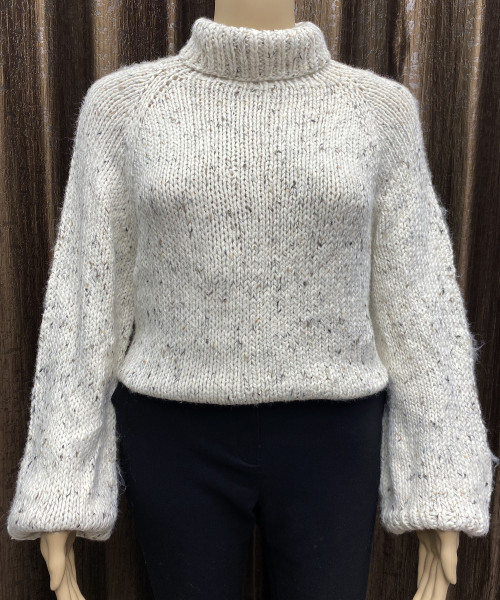 White Winter Knitted Pullover For Women