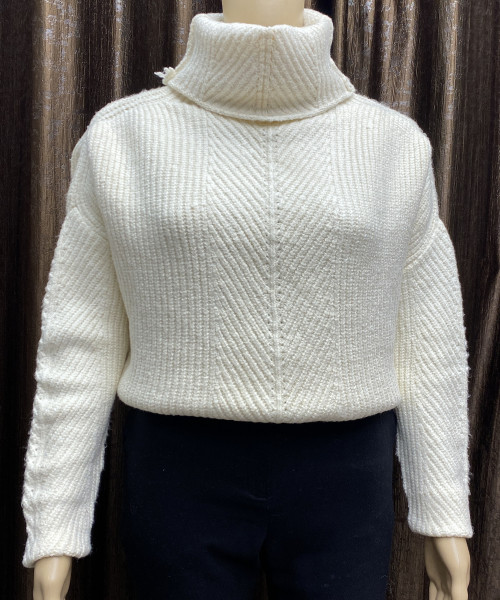 White High Neck Winter Pullover For Women
