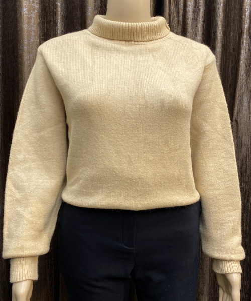 Brown  High  Neck Knit Pullover