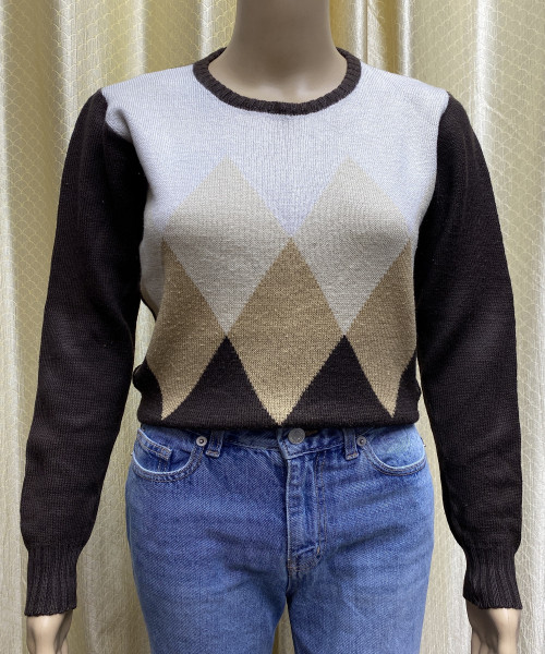 Brown  With  White  Winter Pullover