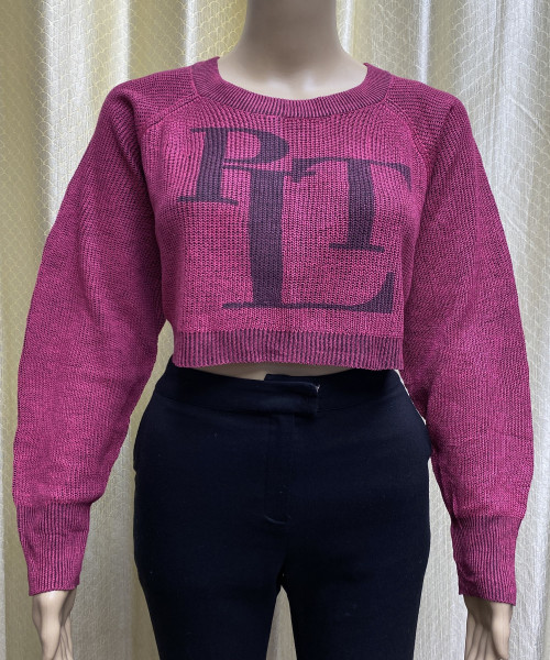 Pink Crop Winter Pullover