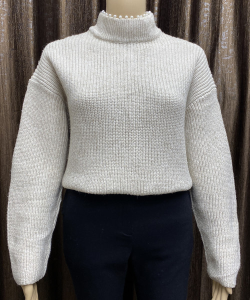 White Turtle Neck Knit Pullover