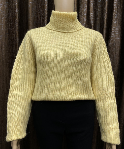 Yellow  High Neck Knitted Pullover