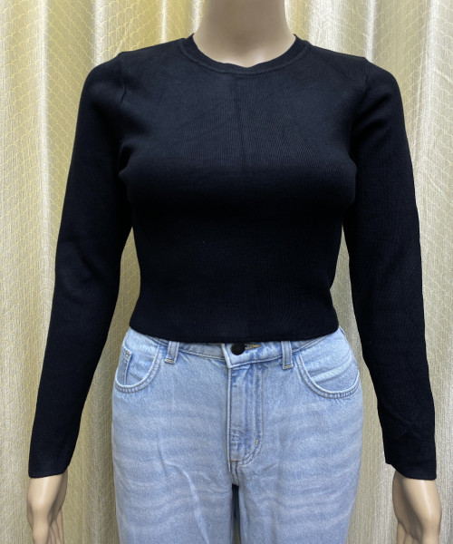 Black Crop Knit Top