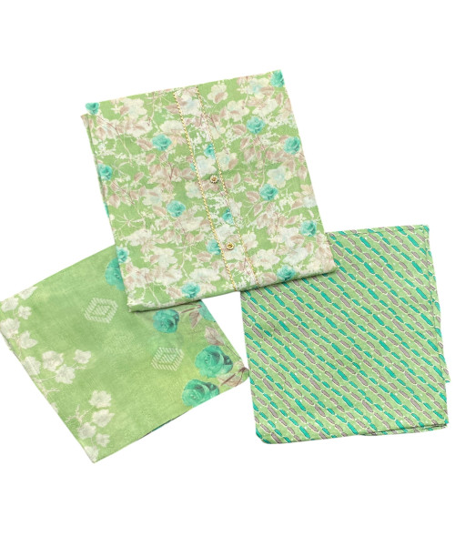 Green Printed Cotton Suit