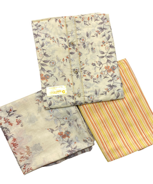 Light Yellow Printed Suit