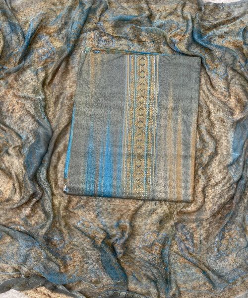 Blue With Brown Cotton Suit