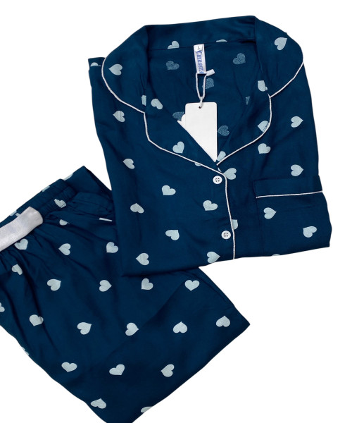 Blue Heart Printed Night Suit