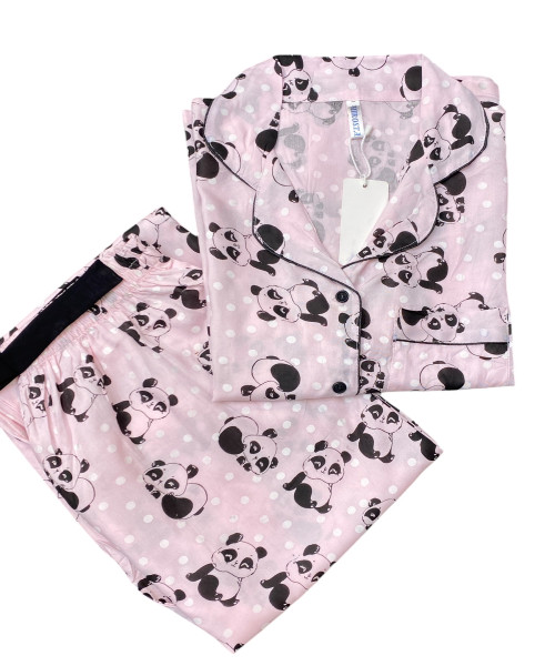Light Pink With Black Printed Night Suit