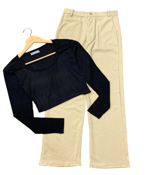 Black  Top With Trouser Combo