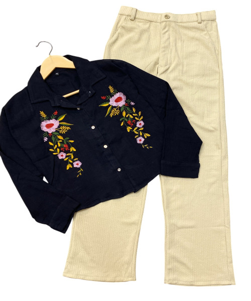 Black Printed Top With Trouser