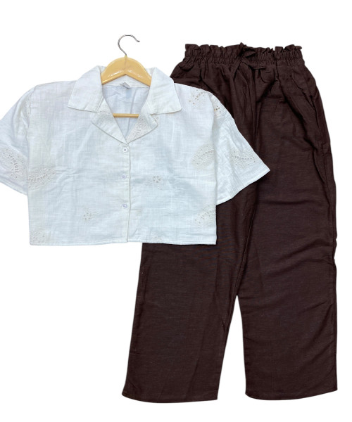 White Top With Brown Trouser