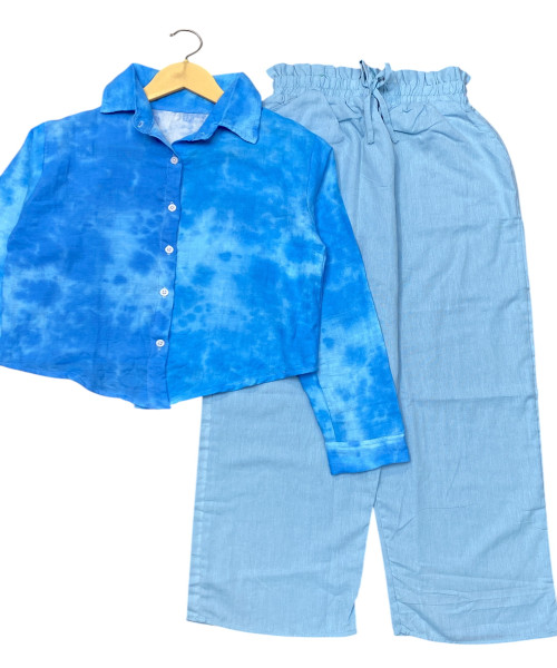 Sky Blue Shirt  With Cotton Trouser