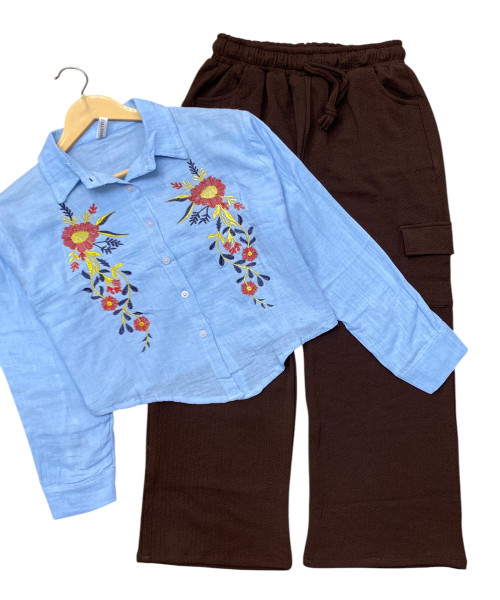 Sky Blue Shirt With Trouser For Women