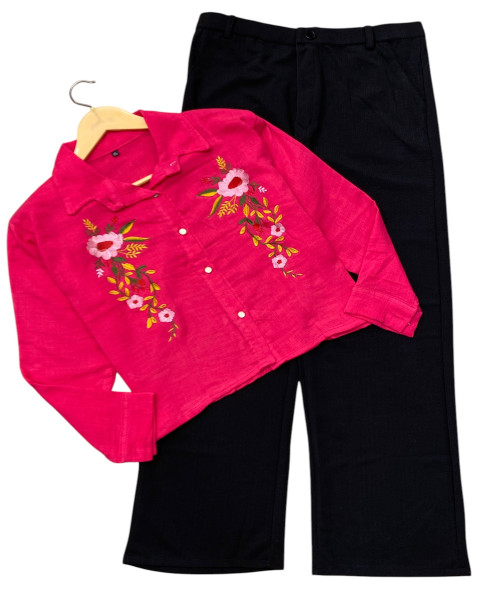 Pink Shirt With Black Trouser