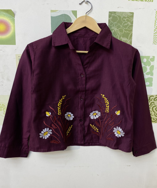 Wine Printed Shirt for Women