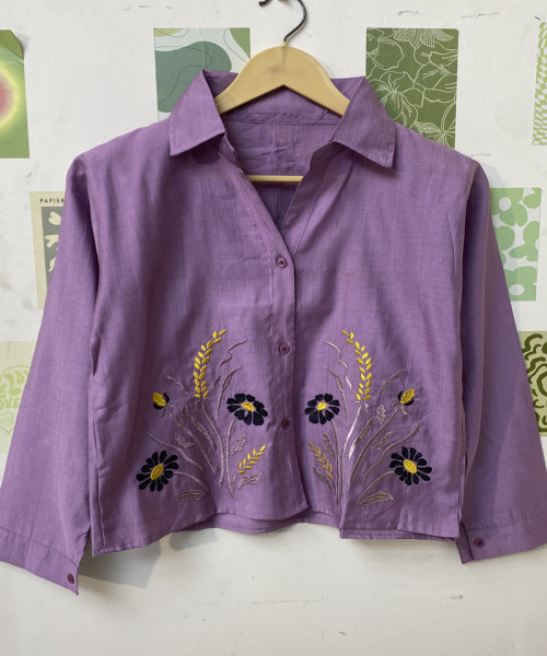 Purple Printed Cotton Shirt