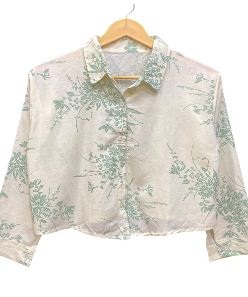White With  Green Cotton Shirt