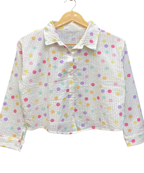 White Printed  Cotton Shirt
