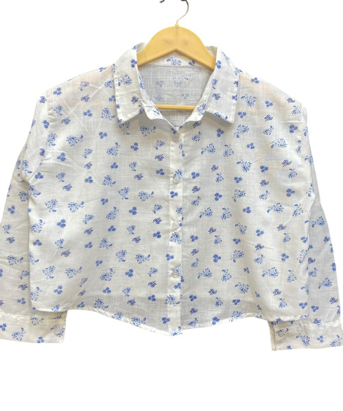 White With Blue  Printed Shirt