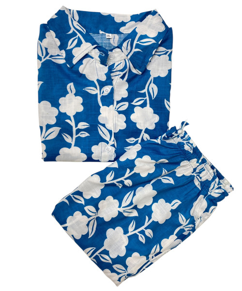 Blue With white Flower Printed Co Ord Set