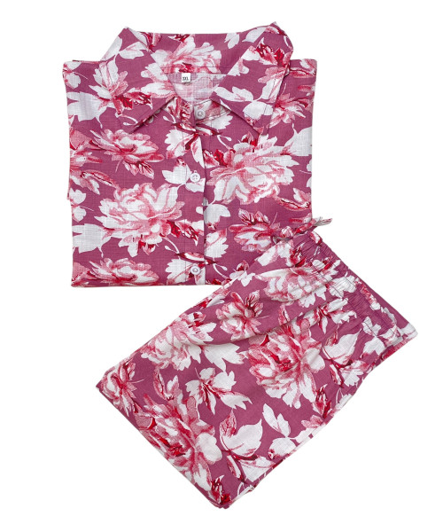 White Flower Printed Co Ord Set