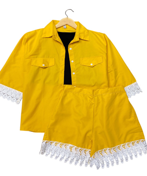 Yellow With White Printed Co Ord Set
