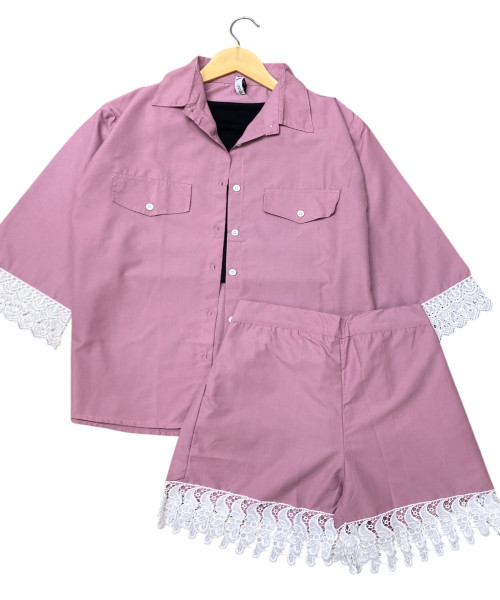 Pink With White Three Pc Co Ord set