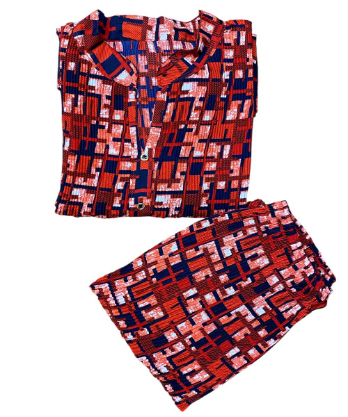 Red Printed Two Pc Set