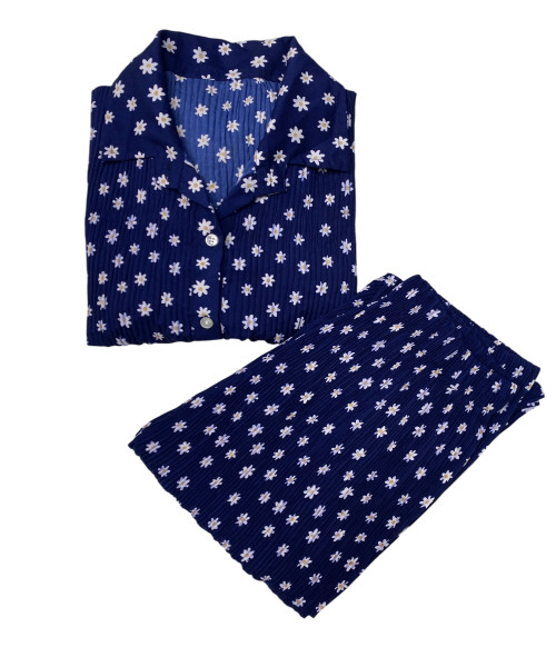 Blue With White Printed  Co Ord Set