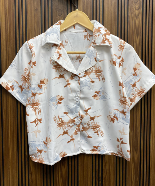 White Crop Shirt For Women