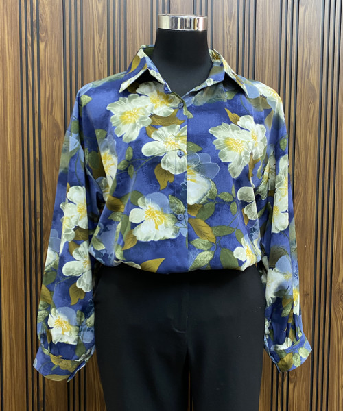 Blue Printed Shirt For Women